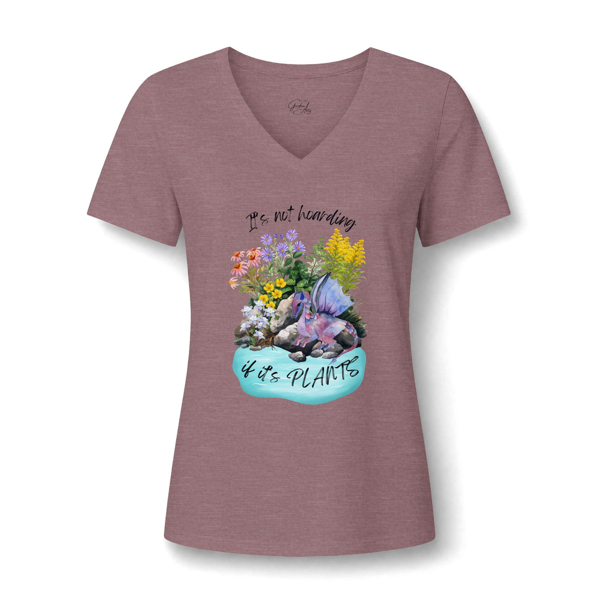Women's V-Neck Tee — 'It's Not Hoarding if it's Plants' Floral Garden Graphic