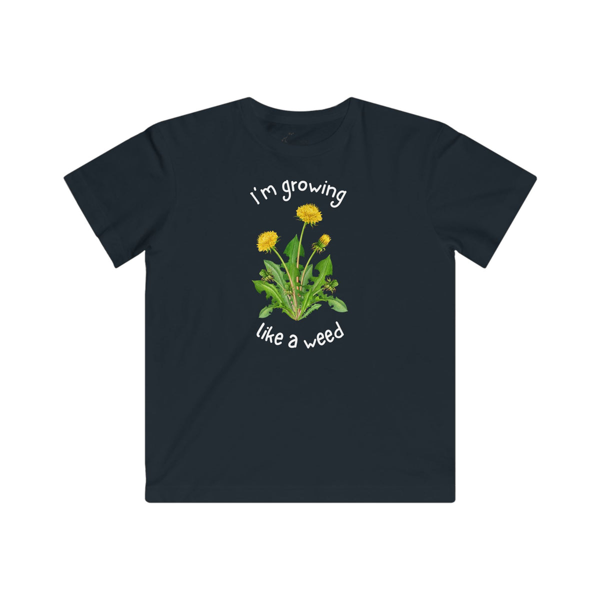 Kids Tee — "I'm Growing Like a Weed" Dandelion Graphic