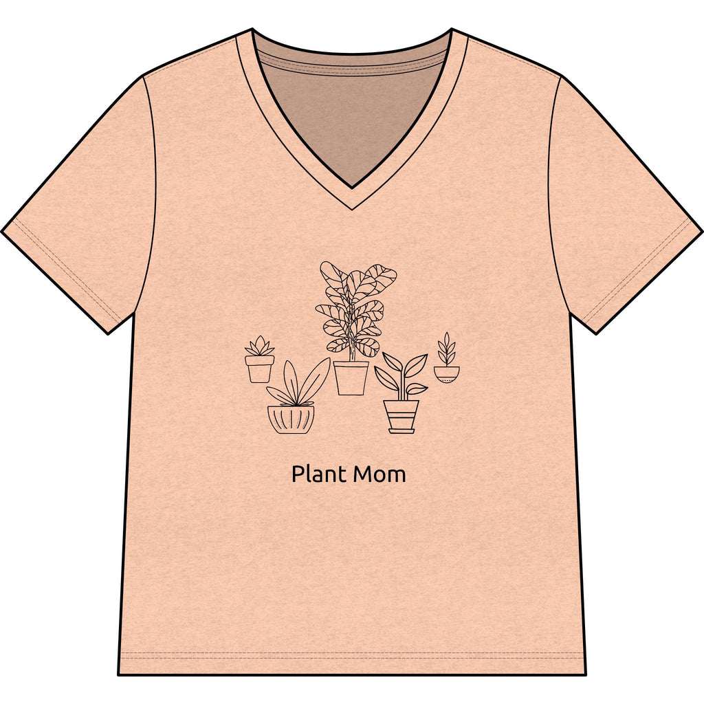 'Plant Mom' V-Neck Tee — Cute Minimalist Plant Lover Shirt, Great gift for Mom!