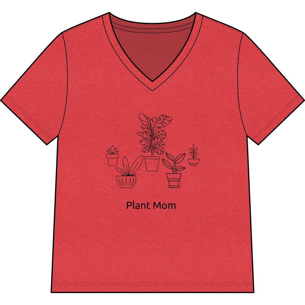 'Plant Mom' V-Neck Tee — Cute Minimalist Plant Lover Shirt, Great gift for Mom!