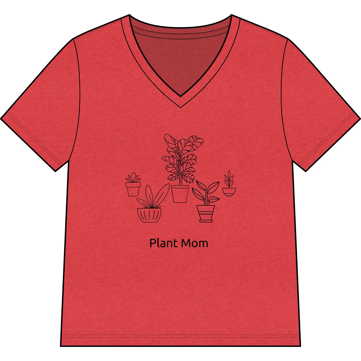 'Plant Mom' V-Neck Tee — Cute Minimalist Plant Lover Shirt, Great gift for Mom!