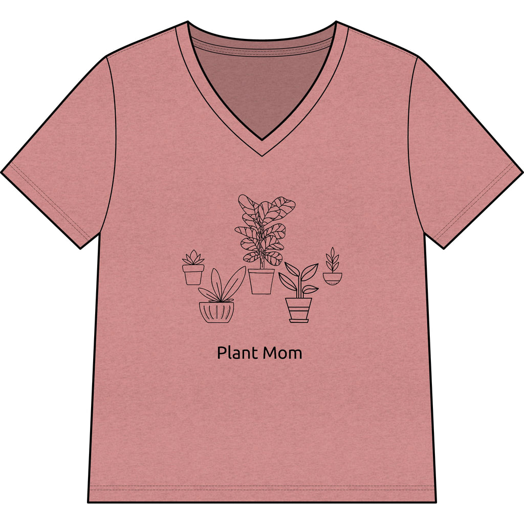 'Plant Mom' V-Neck Tee — Cute Minimalist Plant Lover Shirt, Great gift for Mom!