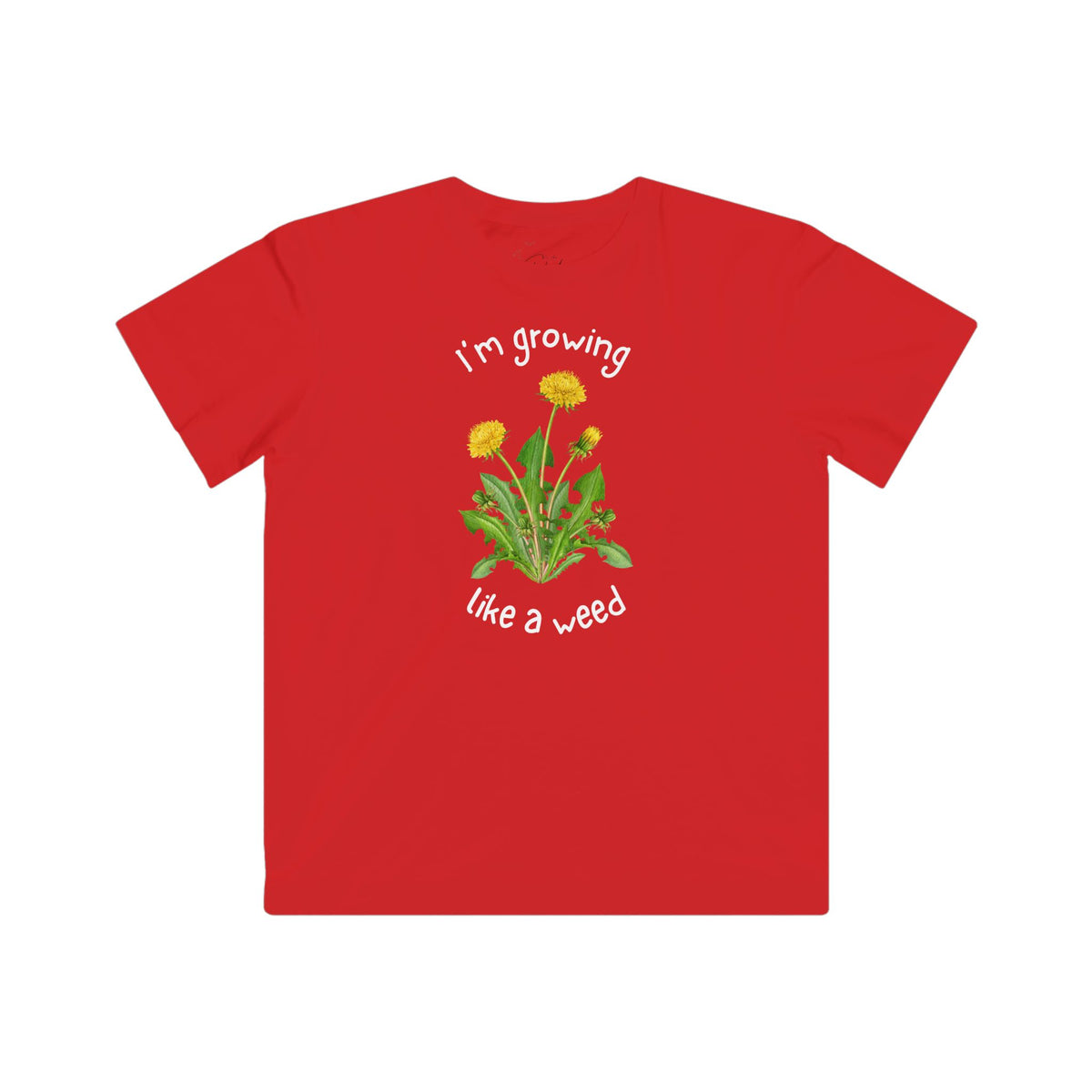 Kids Tee — "I'm Growing Like a Weed" Dandelion Graphic