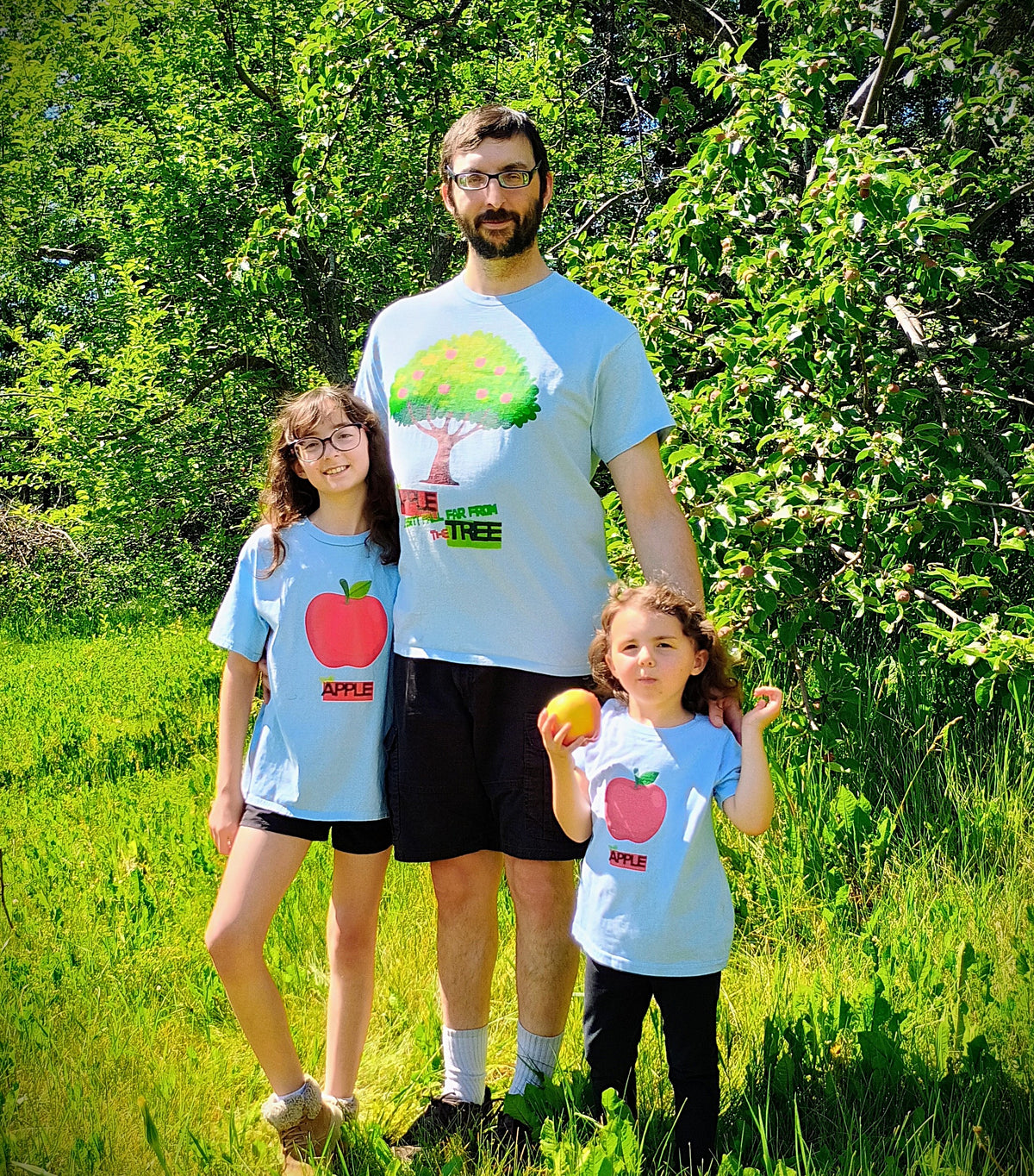Apple Doesn’t Fall Far From the Tree T-Shirt — Cute Family/Parenting Graphic Tee - Father & Kid Set