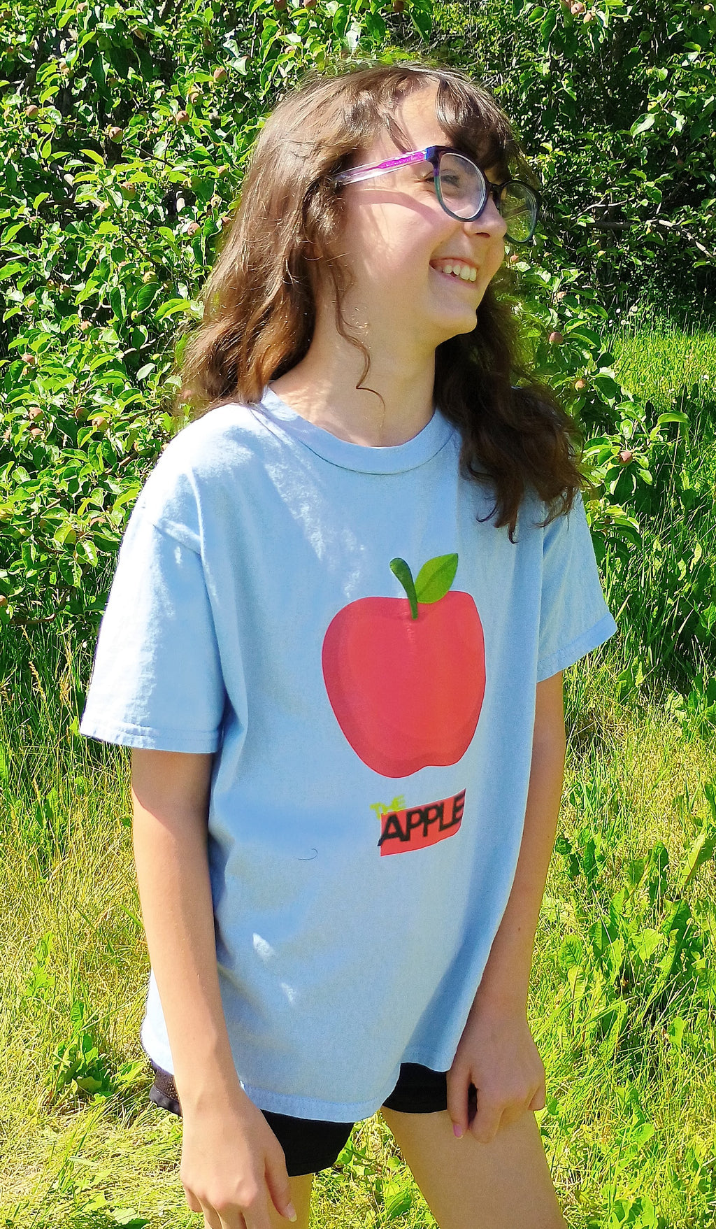 Kids Apple Graphic Tee - Cute Red Apple Design, Father & Kid Shirt Set