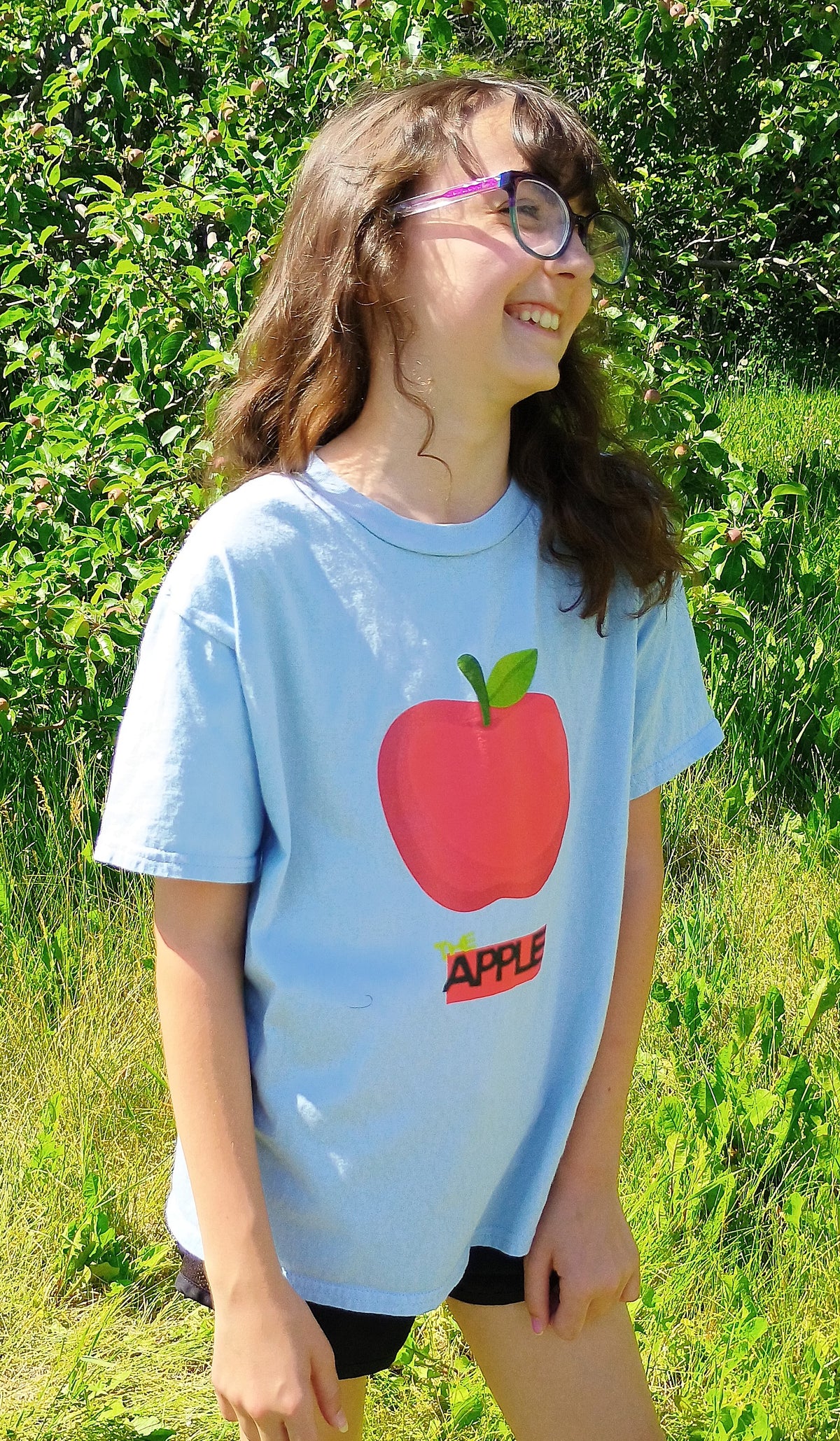 Kids Apple Graphic Tee - Cute Red Apple Design, Father & Kid Shirt Set