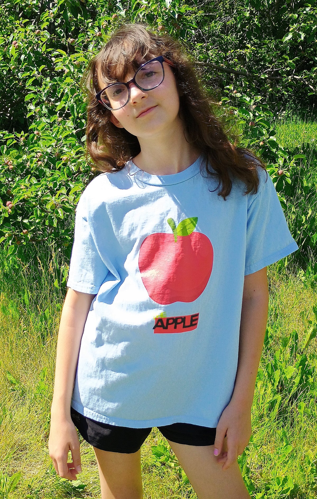 Kids Apple Graphic Tee - Cute Red Apple Design, Father & Kid Shirt Set