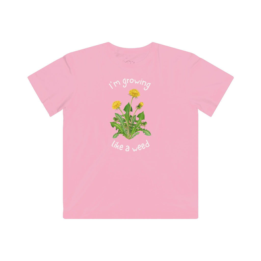Kids Tee — "I'm Growing Like a Weed" Dandelion Graphic