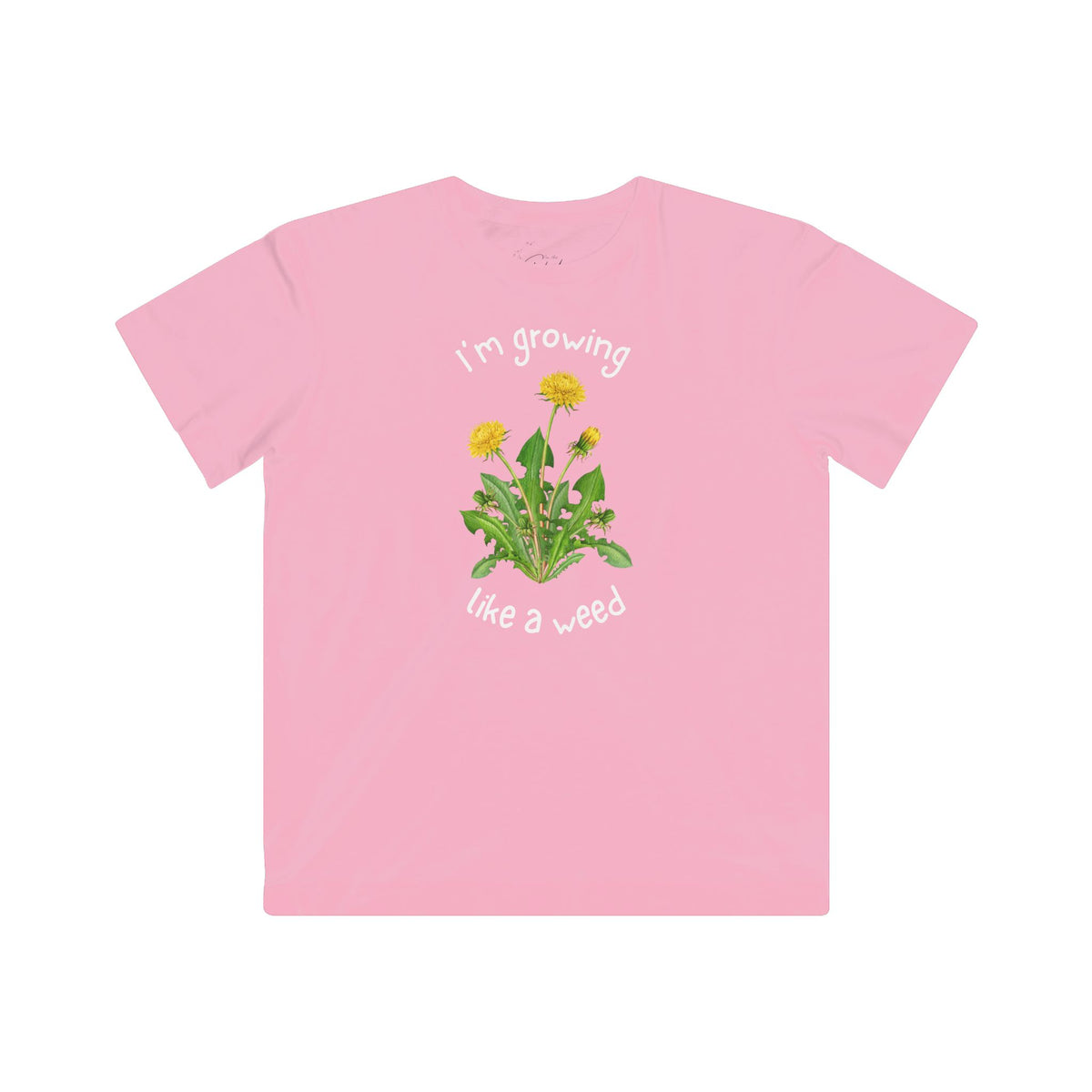 Kids Tee — "I'm Growing Like a Weed" Dandelion Graphic