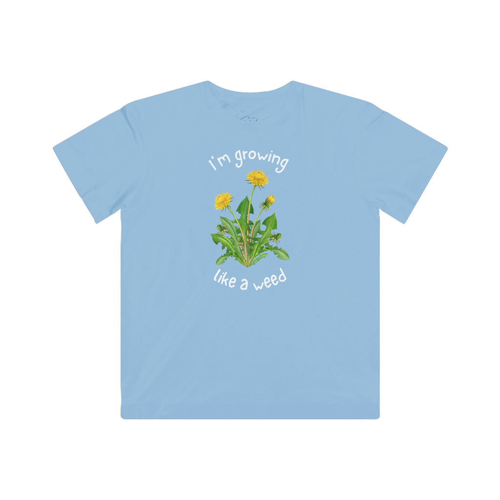 Kids Tee — "I'm Growing Like a Weed" Dandelion Graphic