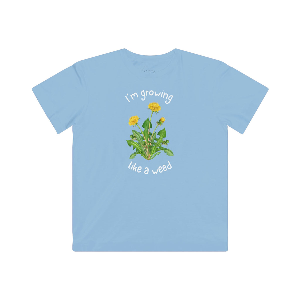Kids Tee — "I'm Growing Like a Weed" Dandelion Graphic