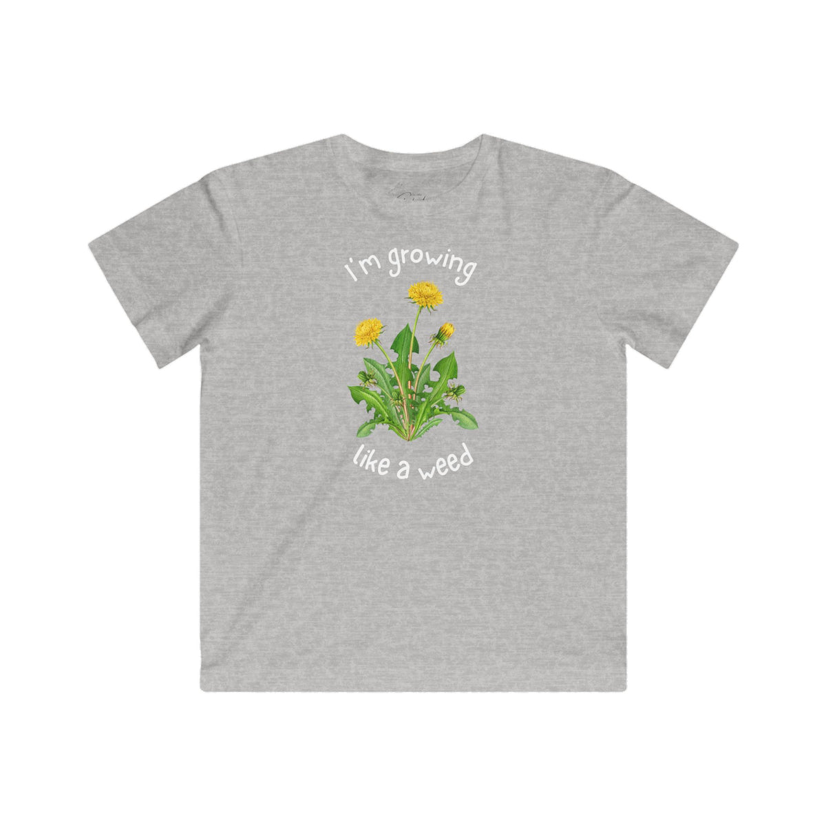 Kids Tee — "I'm Growing Like a Weed" Dandelion Graphic