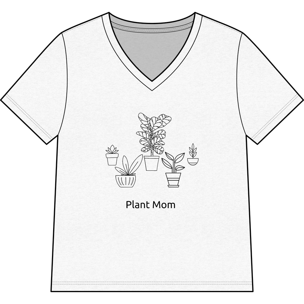 'Plant Mom' V-Neck Tee — Cute Minimalist Plant Lover Shirt, Great gift for Mom!