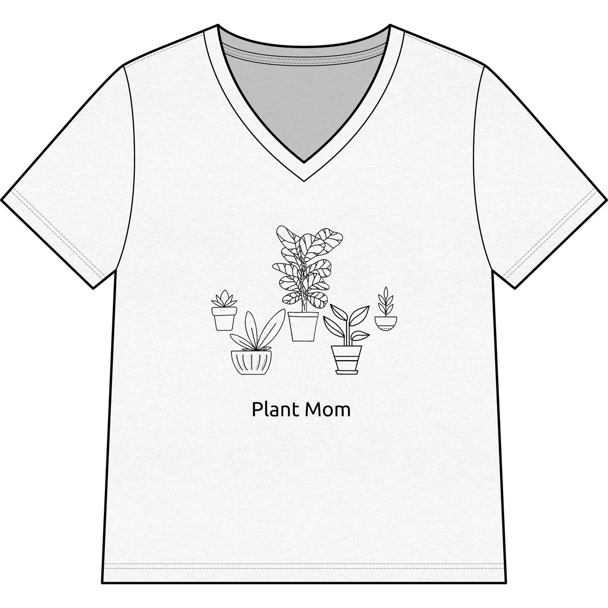 'Plant Mom' V-Neck Tee — Cute Minimalist Plant Lover Shirt, Great gift for Mom!